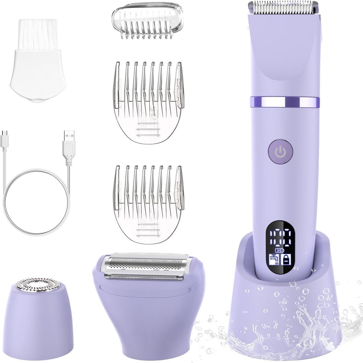3-in-1 Ladyshave voor Vrouwen – Elektrisch Scheerapparaat – Bikinitrimmer - Gezichts- en Lichaamshaarverwijdering Met Opzetstukken – USB oplaadbare Ladyshaves met LCD Display