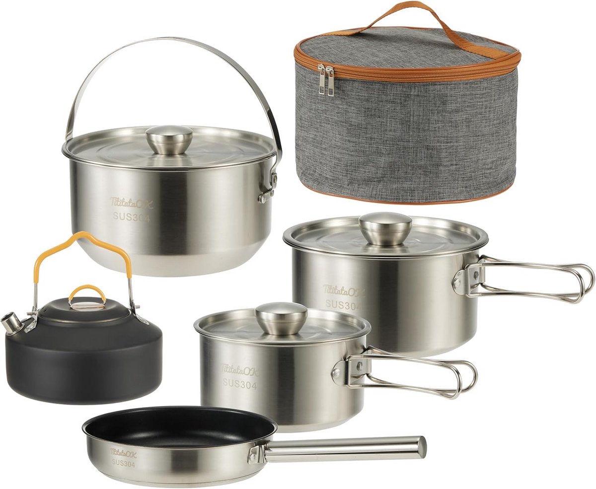 10-delige Kookset RVS voor Camping en Trekking