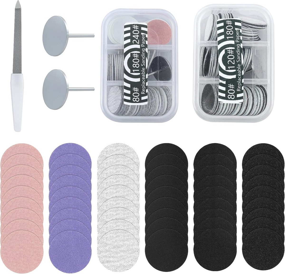 Set Schuurschijven Pedicure met Metallieke Bits en Vijl