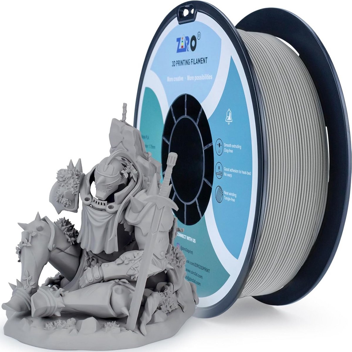 Matte PLA Filament 1.75mm - 1KG 3D Printer Filament Grijs - Hoge Taaiheid