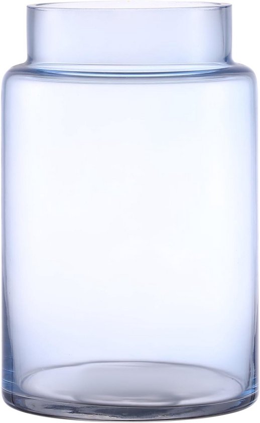 Cloudnola Grote omkeerbare vaas van blauw en geel glas, 30,5 cm hoog x