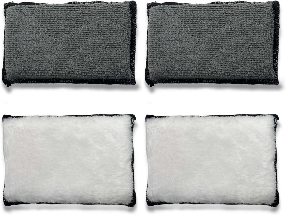 4x Microvezel Interieur Reinigingspads - Dubbelzijdig Poetsen & Schoonmaken Auto
