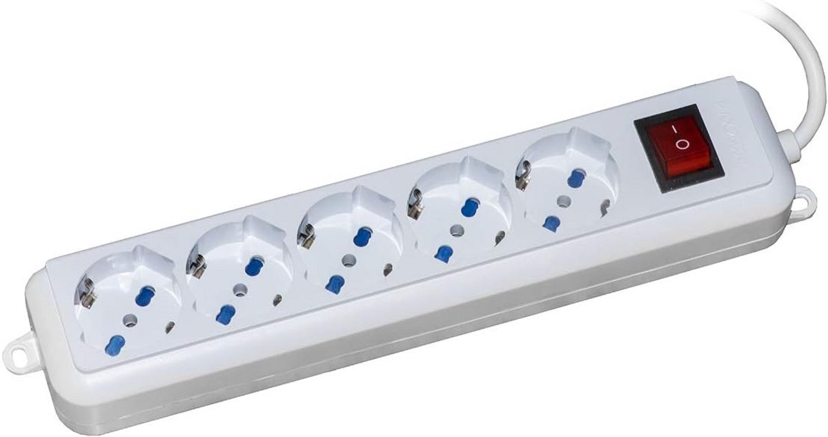 Universele 5-voudige verlengdoos met Schuko en Italiaanse aansluitingen