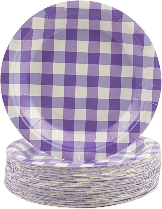 50 Stuks Gingham Geruite Papieren Bordjes 178 Cm Voor Feest En 