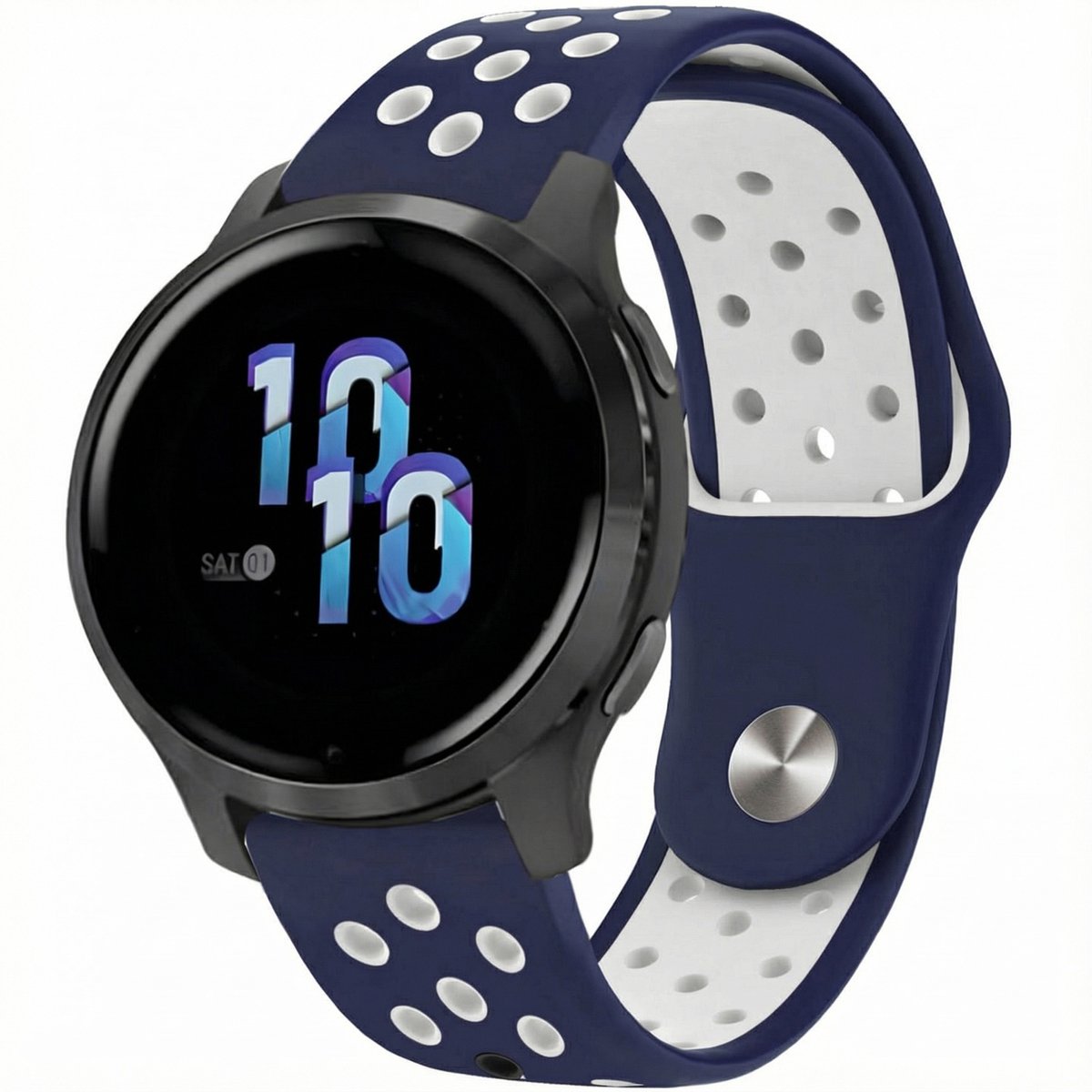 imoshion Siliconen sportbandje - Universeel 22 mm aansluiting - Dark Blue & White