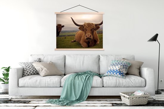 Porte-affiche avec affiche - Affiche scolaire - Highlander écossais - Animaux - Berg - 120x90 cm - Lattes vierges