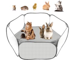 Kleine dierenkooi - ademend en transparant ontwerp - geschikt voor cavia's, konijnen en hamsters - opvouwbaar en draagbaar, snel op te zetten en op te bergen - stimuleert beweging en spel