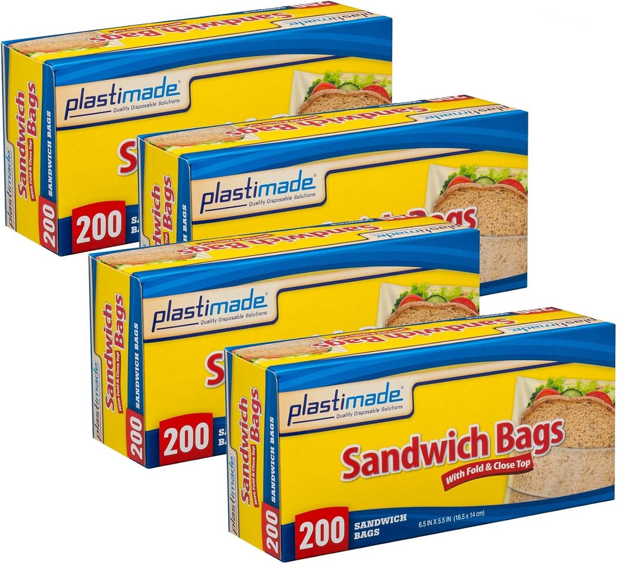 Sandwichzakken Met Vouw & Sluit Top - 200 Stuks, 6,5" X 5,5"