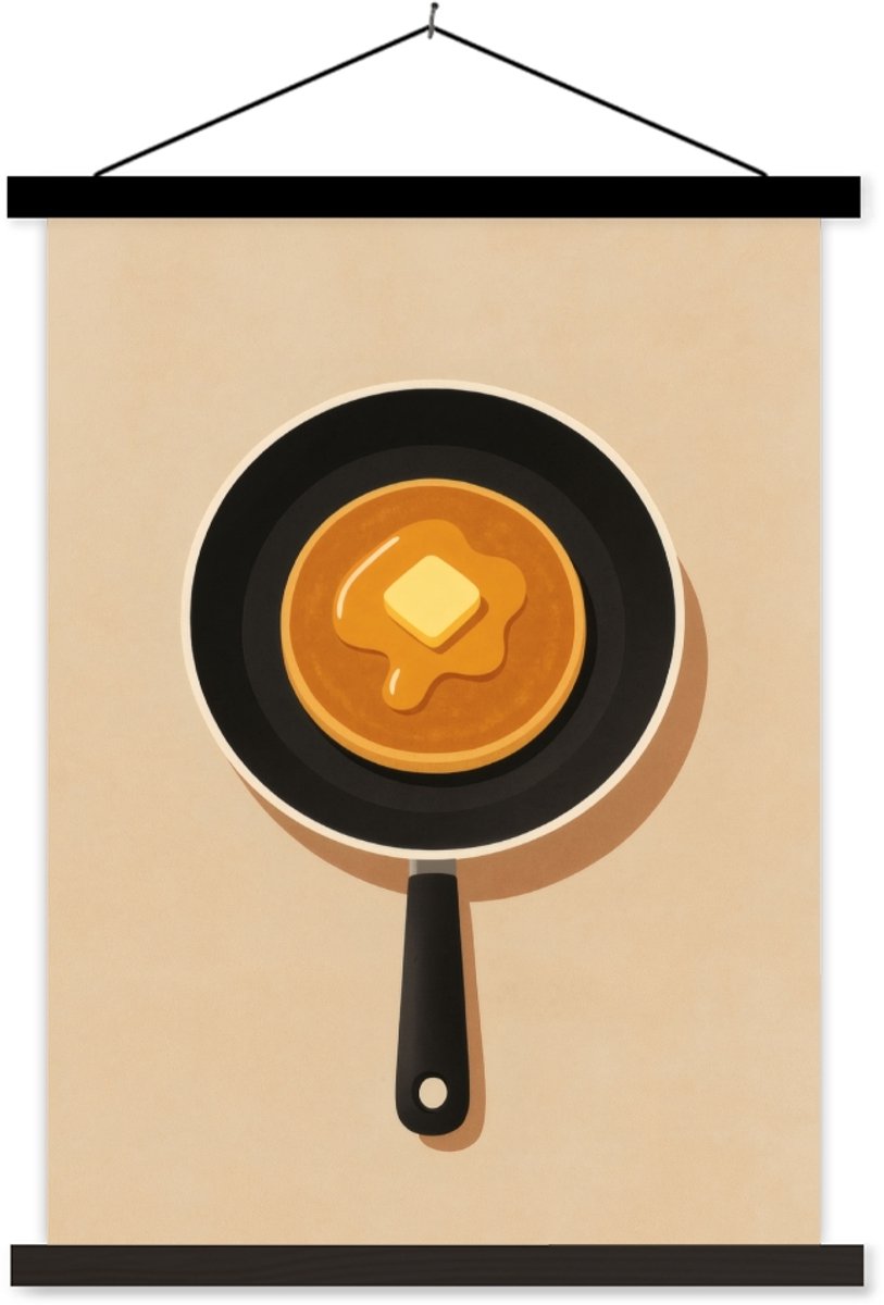 Posterhanger incl. Poster 40x53 cm - Schoolplaat - Pannenkoek - Koekenpan - Boter - Minima