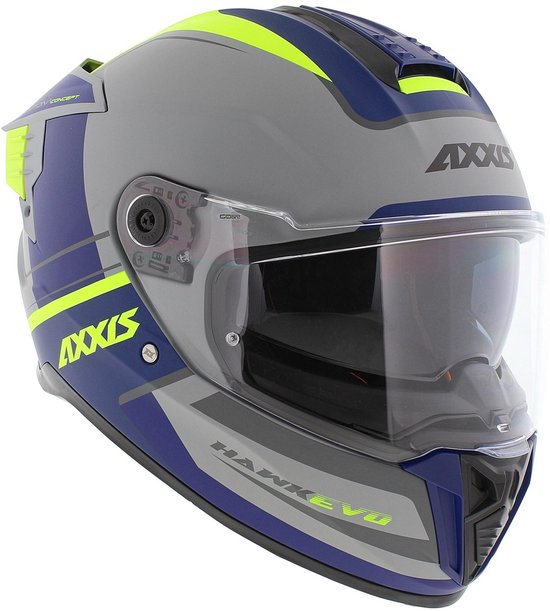 Axxis Hawk SV Evo Integraal helm Daytona C2 mat grijs blauw geel S