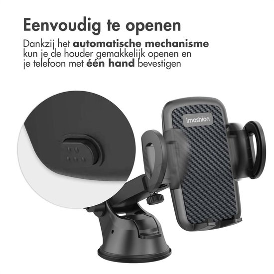 iMoshion Support Téléphone Voiture 2-en-1 avec Ventouse pour Tableau de Bord et Fenêtre - Support Téléphone Portable - Supports de téléphone - Universel et Réglable - Zwart