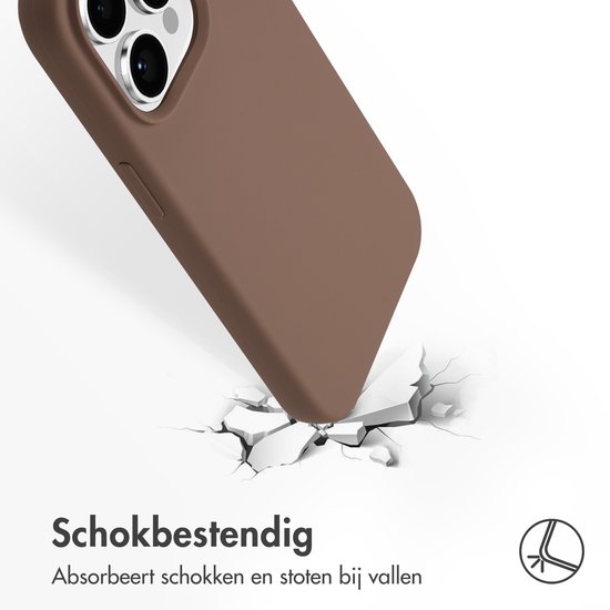Bruin telefoonhoesje dat valt op gebroken grond, 'Schokbestendig'