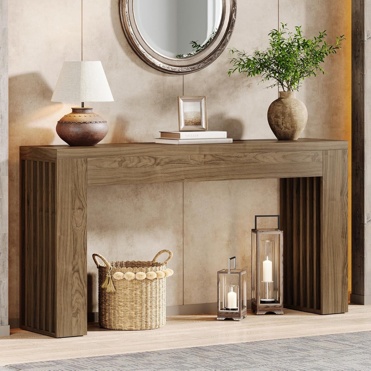 Tribesigns Consoletafel - 150 x 30 x 80 cm - Dressoirtafel - Industrieel - Bijzettafel - MDF - Rustiek Bruin