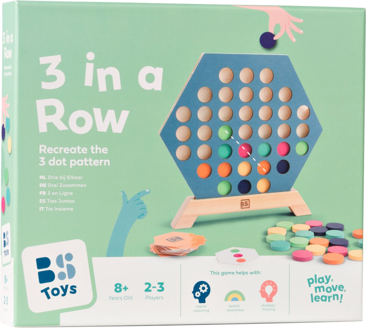 BS Toys Bordspel 3 bij Elkaar - Educatief Speelgoed - Vanaf 6 Jaar - 2 tot 4 Spelers - Cadeau kind — cadeau in Spellen & Speelgoed - foto 5