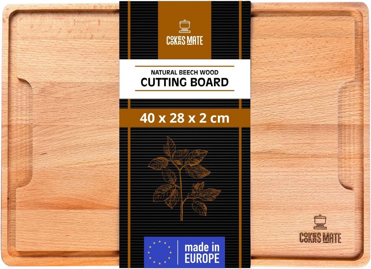 XL Houten Snijplank 40x28 cm van Beukenhout - Reversible met Sapgroef