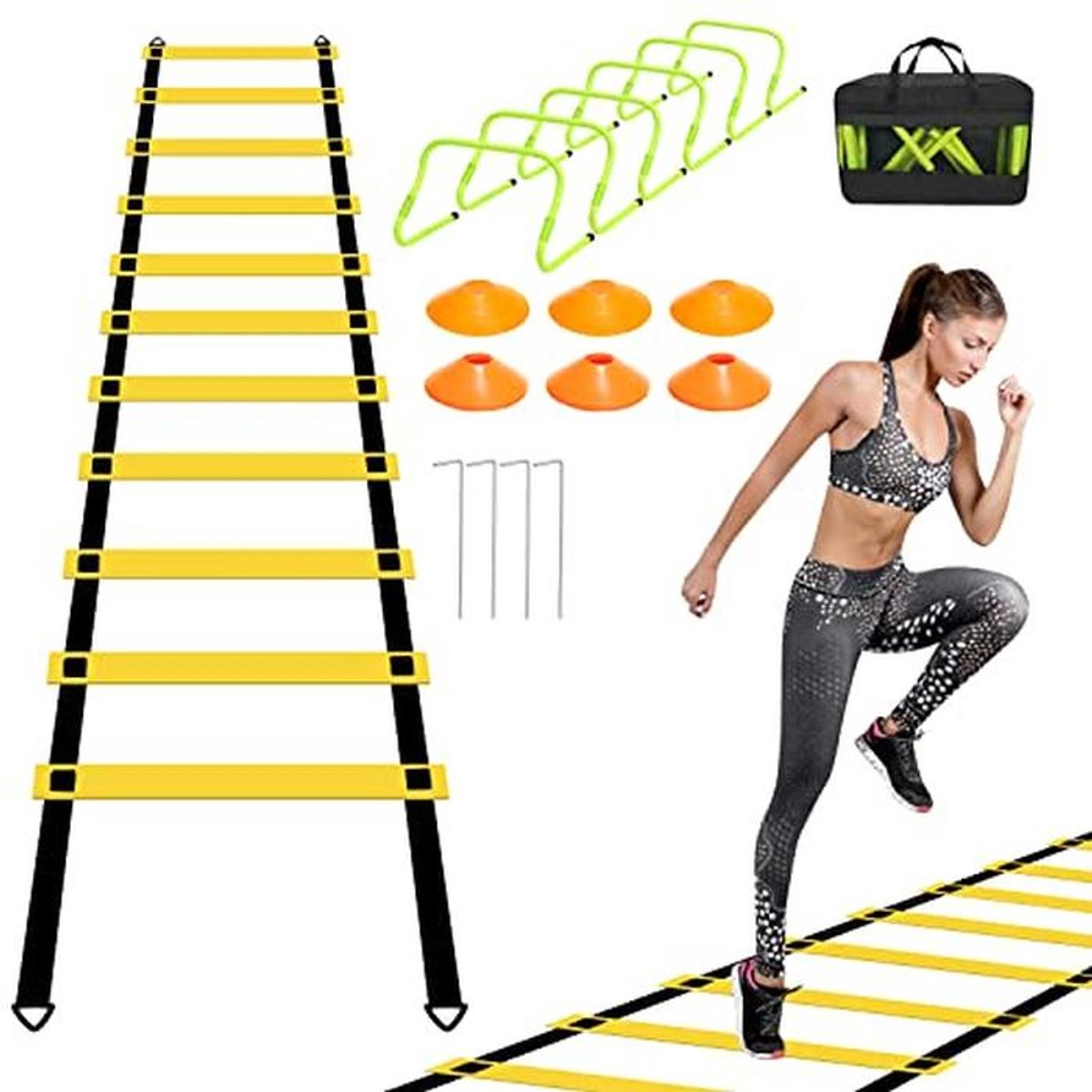 Coördinatieladder en Trainingsset voor Kinderen - Verstelbare Horden en Kegels voor Sporttraining