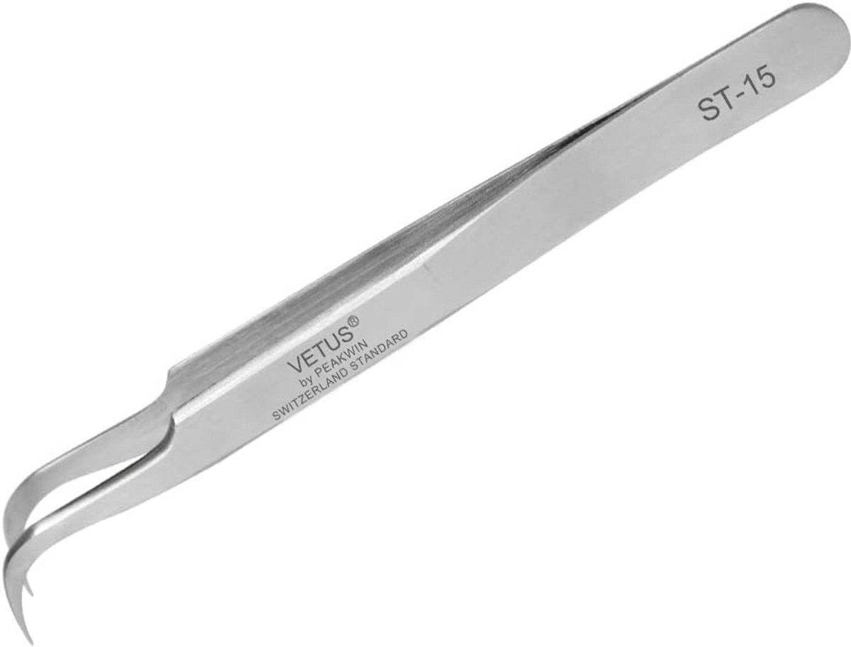 Rechte en gebogen pincet voor wimperextensions van roestvrij staal, 120 mm