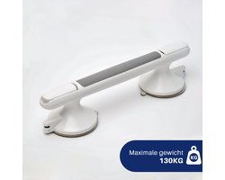 Luxor Home® Veiligheidsgreep - Handgreep Met Zuignap - Wandbeugel Badkamer - Badkamer Steun zonder Boren - Veiligheidsindicator - Trekvermogen tot 130KG - Uitsluitend Gladde Wand - Grijs