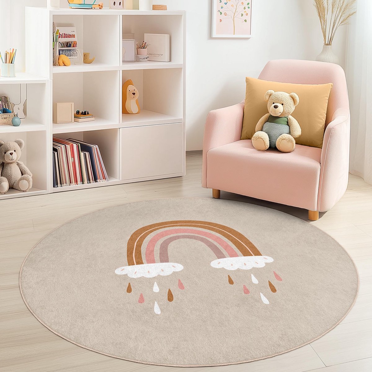 Mila Home - Kindertapijt Rond - Vloerkleed Kinderkamer Tapijt - Speeltapijt - Wasbaar - Antislip - OEKO-TEX Gecertificeerd - 862 3
