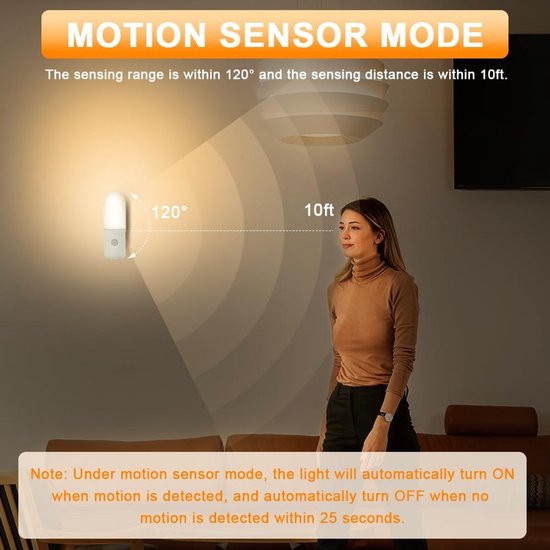Dimbare LED Nachtlamp met Bewegingssensor en Oplaadbaar Design - 2 Stuks voor Veiligheid in Huis van Merkloos — afbeelding 2