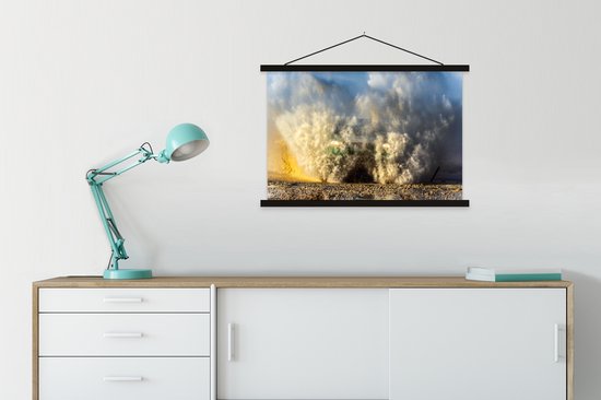 Affiche scolaire - Voiture de course - Course - Tissu - 90x60 cm - Lattes noires