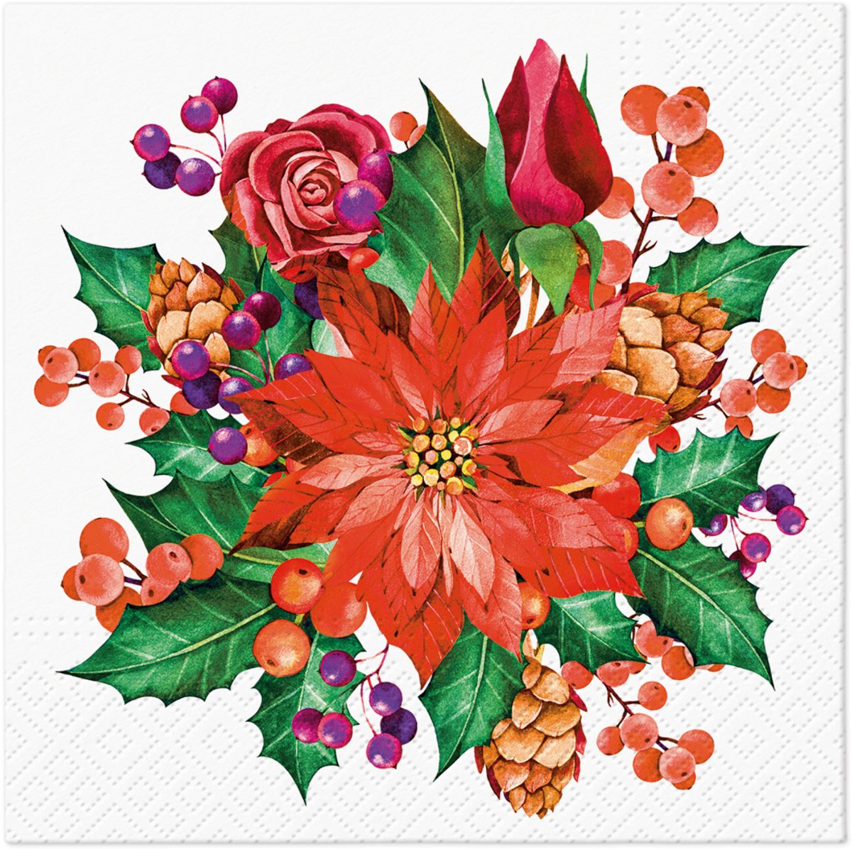 PAW - Lunch servetten - Poinsettia With Cones