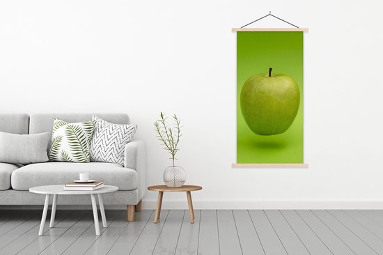 Porte-affiche avec affiche - Affiche scolaire - Fruit - Pomme - Vert - 90x180 cm - lattes vierges
