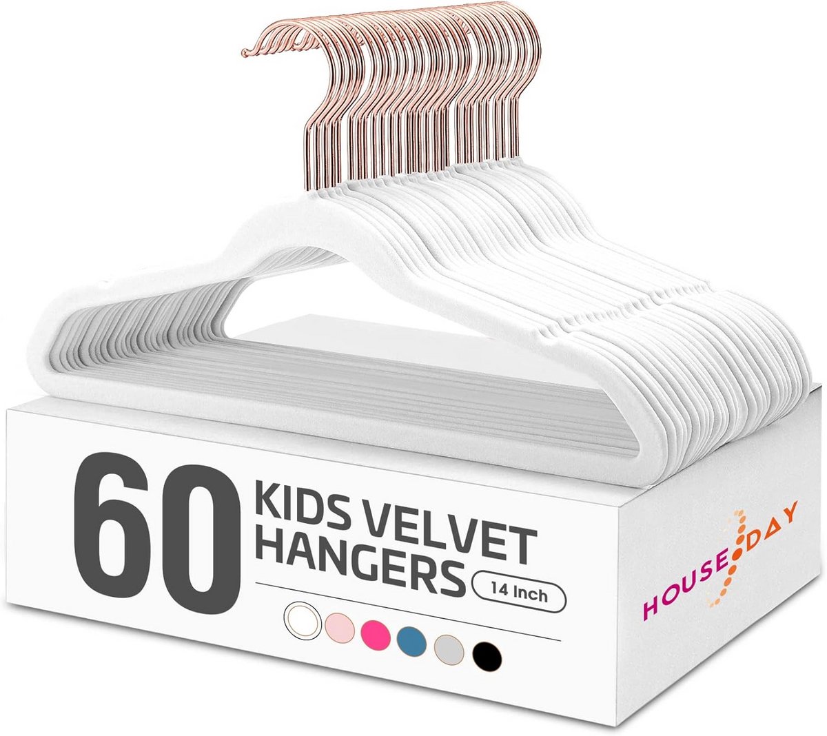 Ruimtebesparende Fluwelen Kinderhangers met Gouden Haken - 60 Stuks