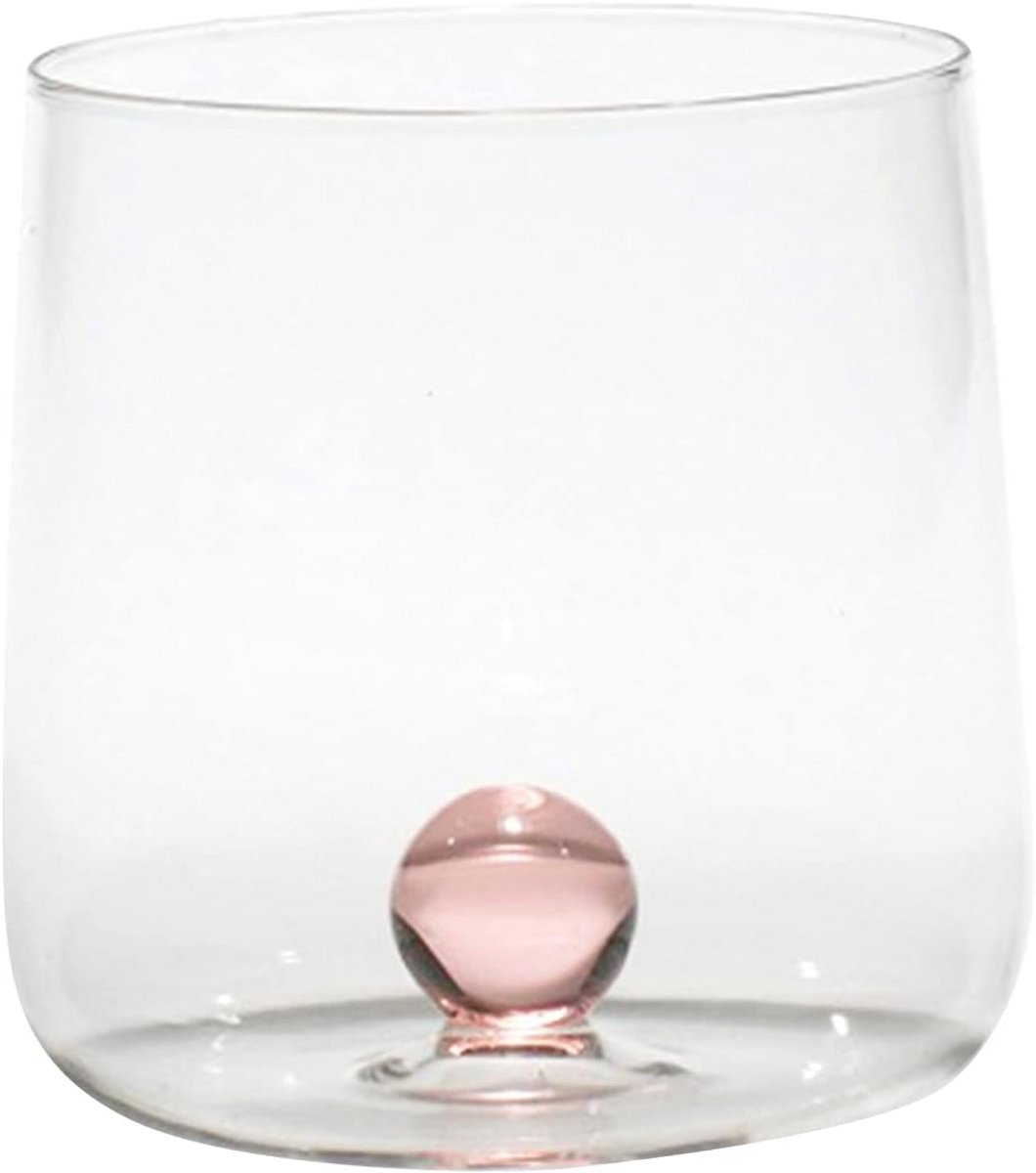 Set van 6 Handgeblazen Borosilicaat Drinkglazen - Roze Bol Design - 44cl