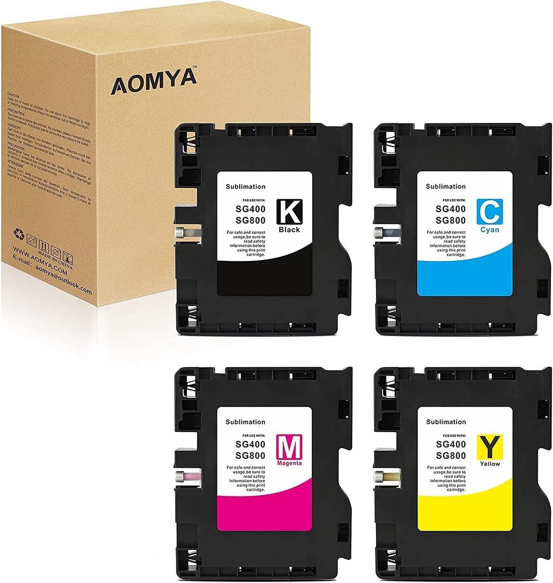 Compatibele sublimatie inktcartridges voor SG400 SG800 - set van 4 (Zwart, Cyaan, Magenta, Geel)