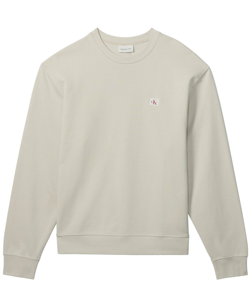Calvin Klein Trui Ls Terry Badge Lv04rc273g 2jx Oatmeal Mannen Beige