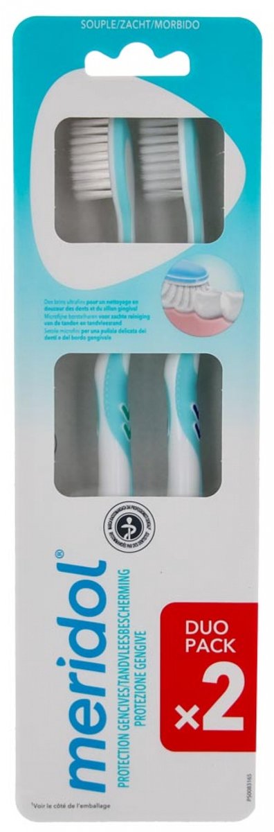 Meridol Duo-Pack Zachte Tandenborstels (Kleur : Blauw en groen)