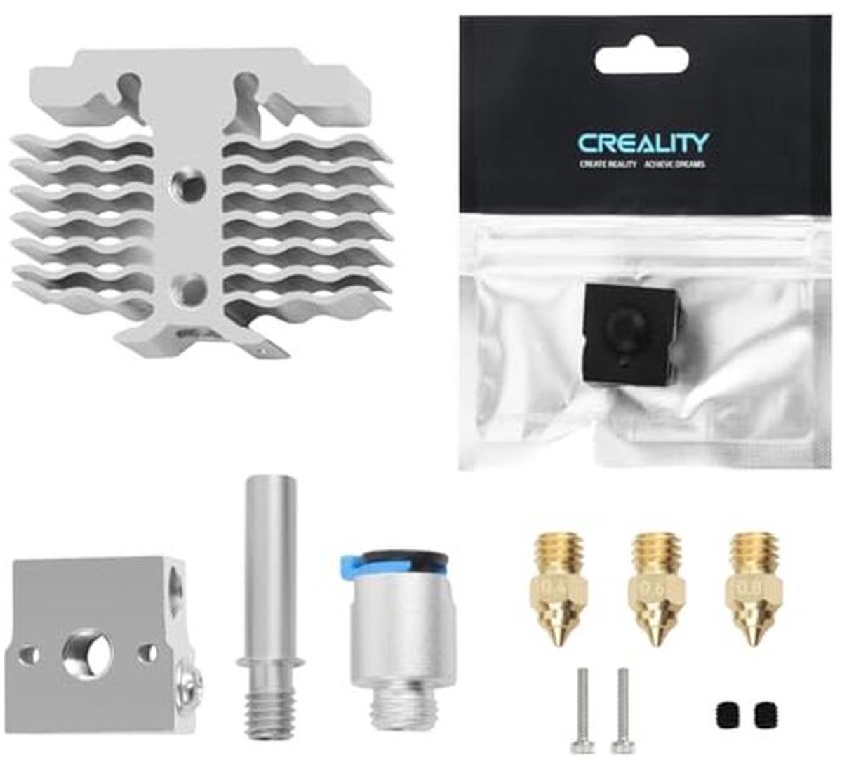 Hotend Onderdeel voor 3D Printers met 0.4/0.6/0.8mm Nozzles en Siliconen Sok