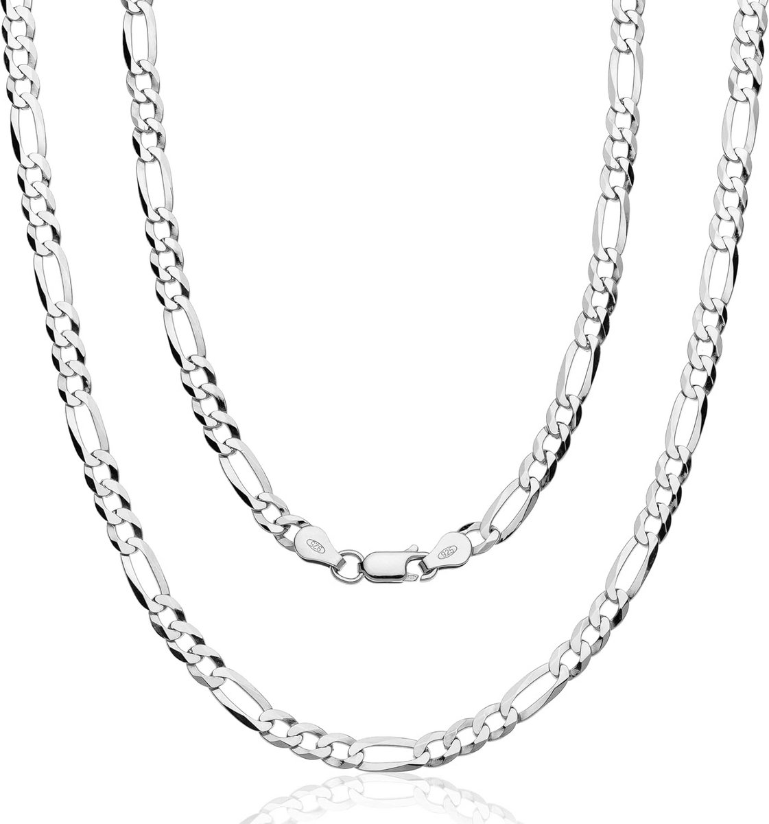 Massief 925 Sterling Zilveren Figaro Halsketting 7mm - Unisex voor Heren en Dames - Verkrijgbaar in Verschillende Lengtes