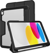 Étui Cazy Tablet adapté pour iPad 2025 (11th Gen) / iPad 2022 (10th Gen) - Bookcase TriFold de qualité militaire - Zwart