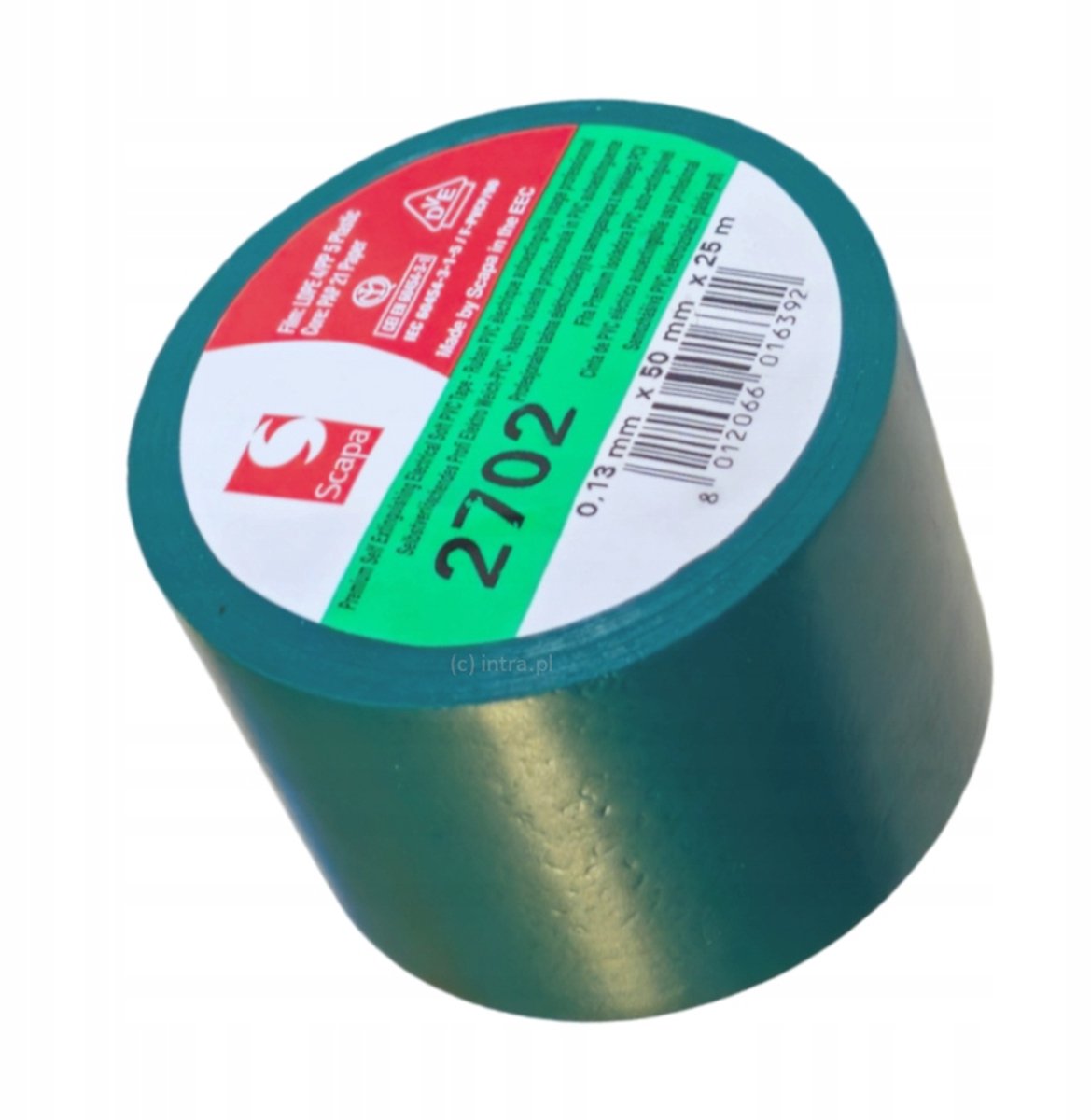 Scapa 2702 PVC Isolatietape 50mm x 25m Groen - Zelfdovend, VDE, UL