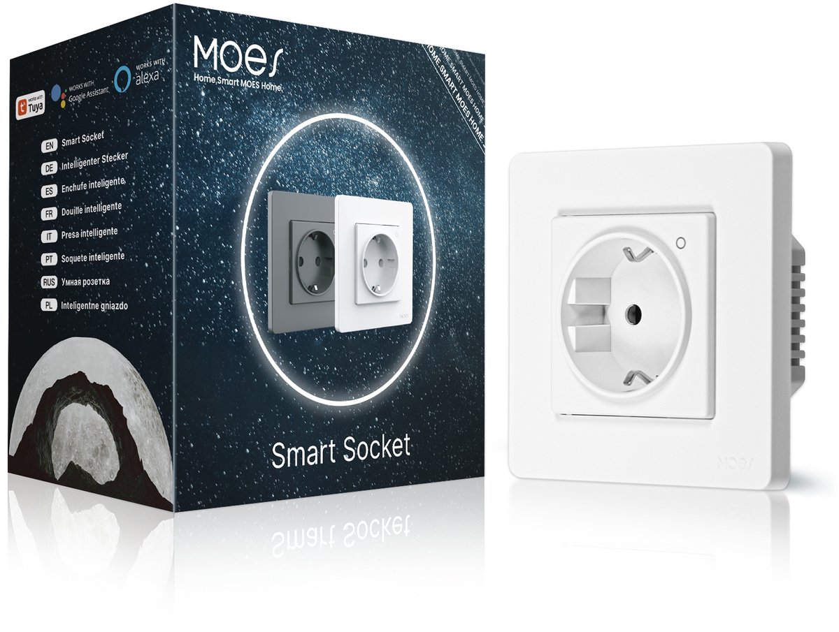 Moes Zigbee EU Stopcontact 16A met Energiemeting - Wit