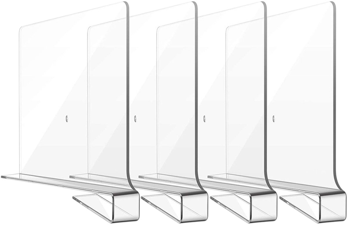 Kastverdelers – 4 stuks – Acryl Plankverdelers voor Kledingkast & Opbergkast – 30 x 20,5 c