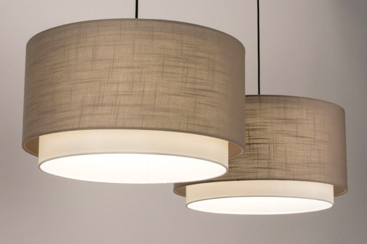 Lumidora Hanglamp 30863 - SHANNON - 2 Lichts - E27 - Taupe - Metaal