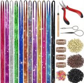 Set de magnifiques accessoires pour cheveux - 120 cm - 12 couleurs - Outils inclus - Brillance longue durée - Convient aux filles et aux femmes - Perfect pour les fêtes, le cosplay, Halloween, Noël et plus encore