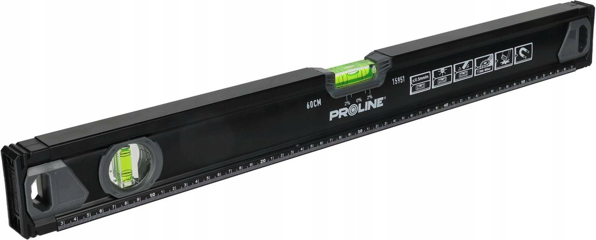 Proline Aluminium Waterpas 60cm met Magneet - Precisie 0.5mm/m