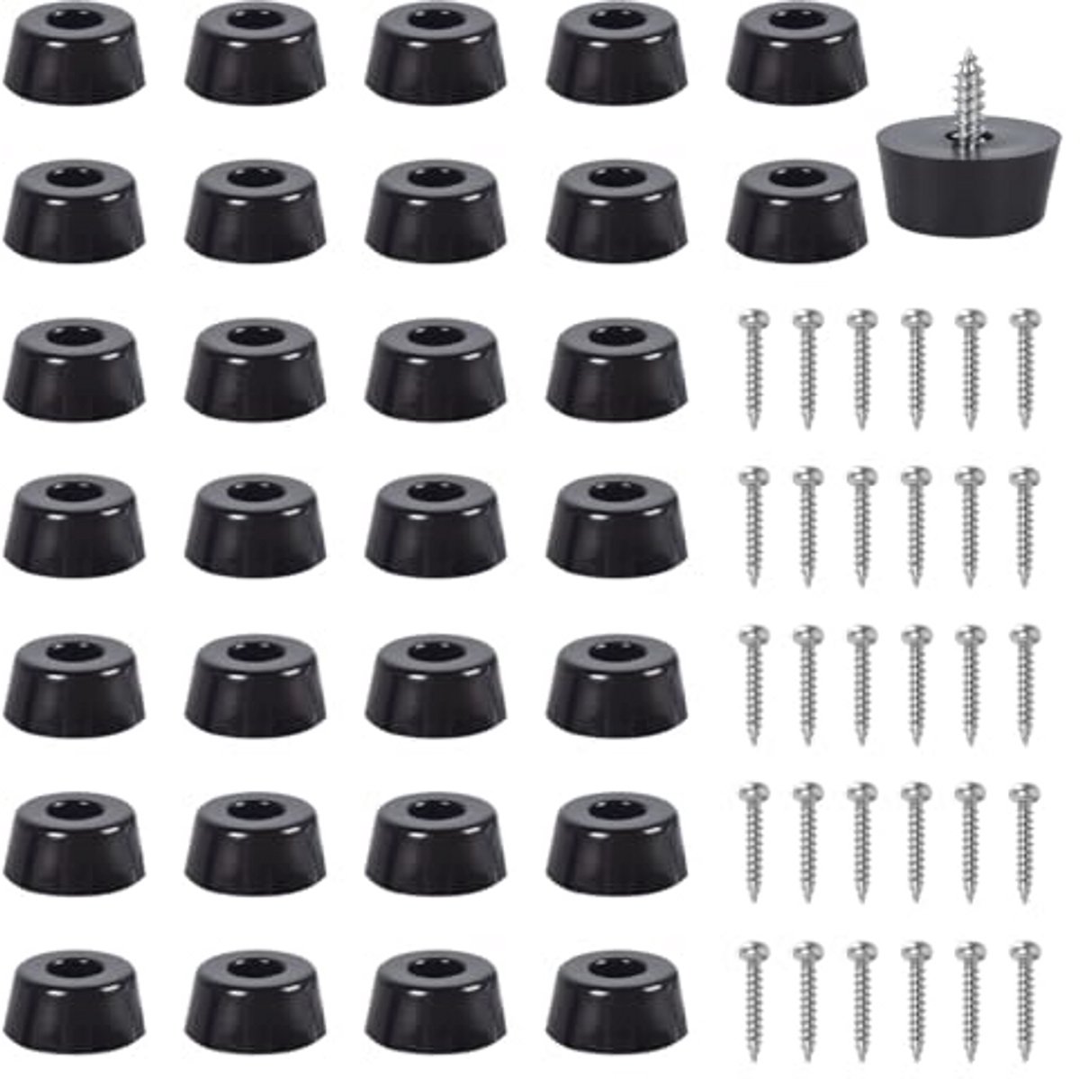 30 Stuks Rubber Meubel Voeten Bumpers met Schroeven – Antislip Pads voor Meubels