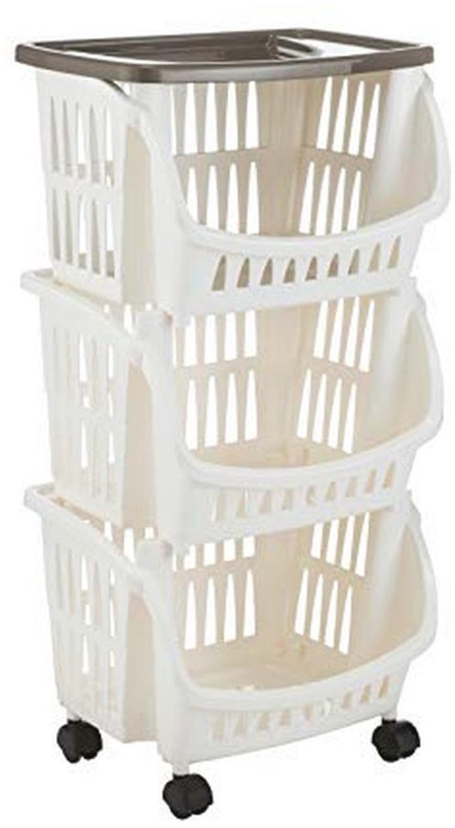 Keuken Trolley met Wielen en Bak in Taupe – Handig en Duurzaam
