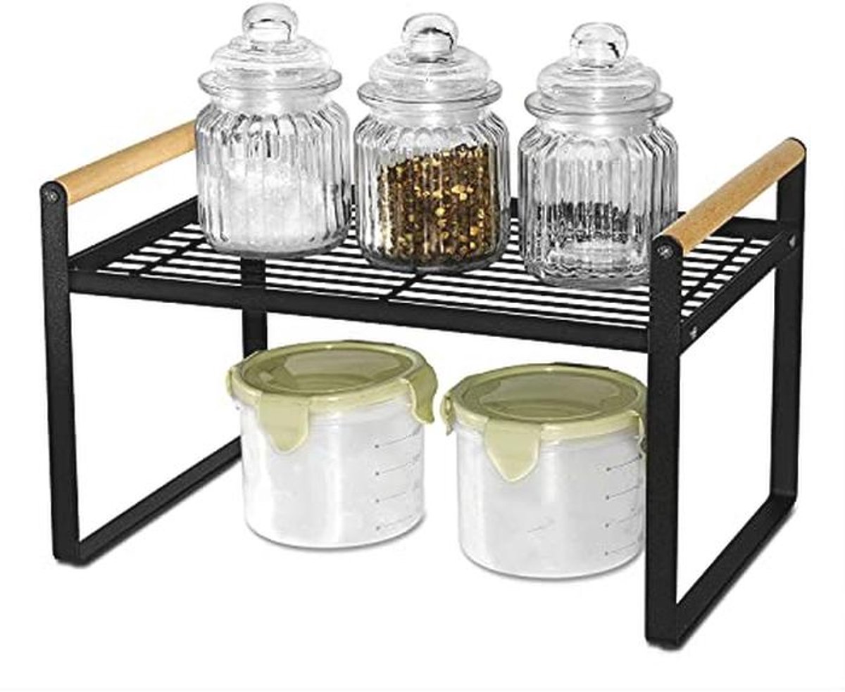 Keuken organizer met kruidenrekken - multifunctioneel en ruimtebesparend - zwart
