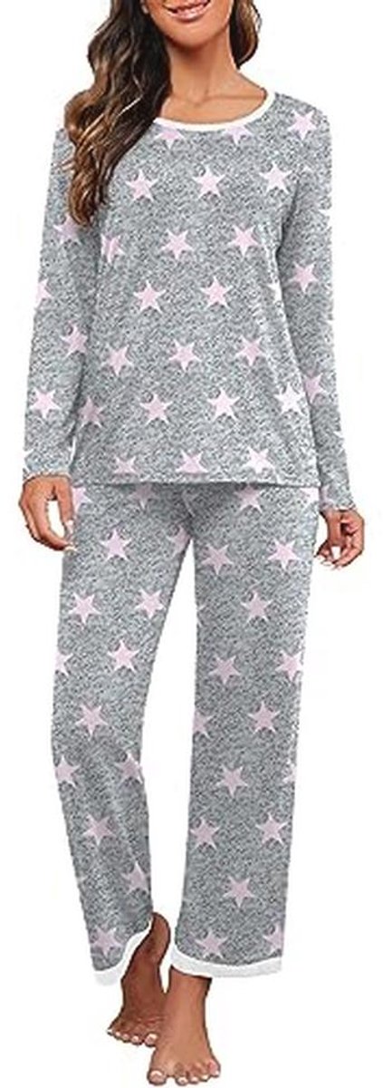 Dames Pyjama Set Lange Mouw met Broek en Zachte Loungewear