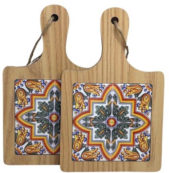 YSTKC Acacia Houten Snijplanken Set van 3 stuks voor Keuken, Dikke Snijplank, Grote Houten Snijplank Set met Handvat, Slagerblok Houten Dienbladen voor vlees, fruitgroenten en kaas