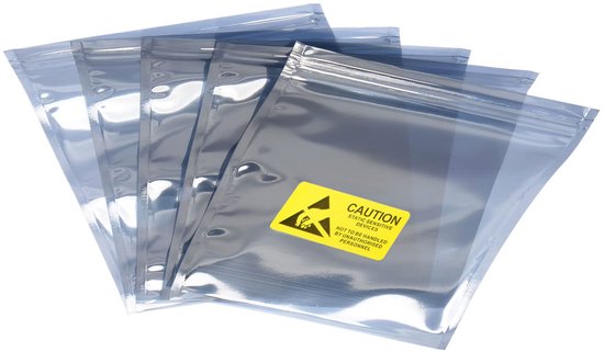 10 stuks antistatische zakken ESD-afschermzakken, hersluitbaar met etiketten, [voor elektronisch apparaat, GPU-harde schijf, SSD, HDD, moederbord] - 20,3 x 22,9 cm