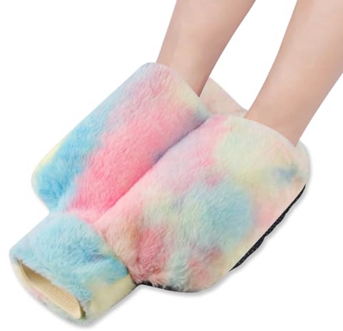 Voetwarmer zonder stroom, 2-in-1 warmwaterkruik met pluche bekleding voor comfortabele voetenverwarming