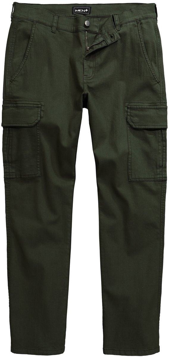 Men Plus - Heren - Cargobroek Buik-Fit Straight Fit - Olijfgroen - Maat 54