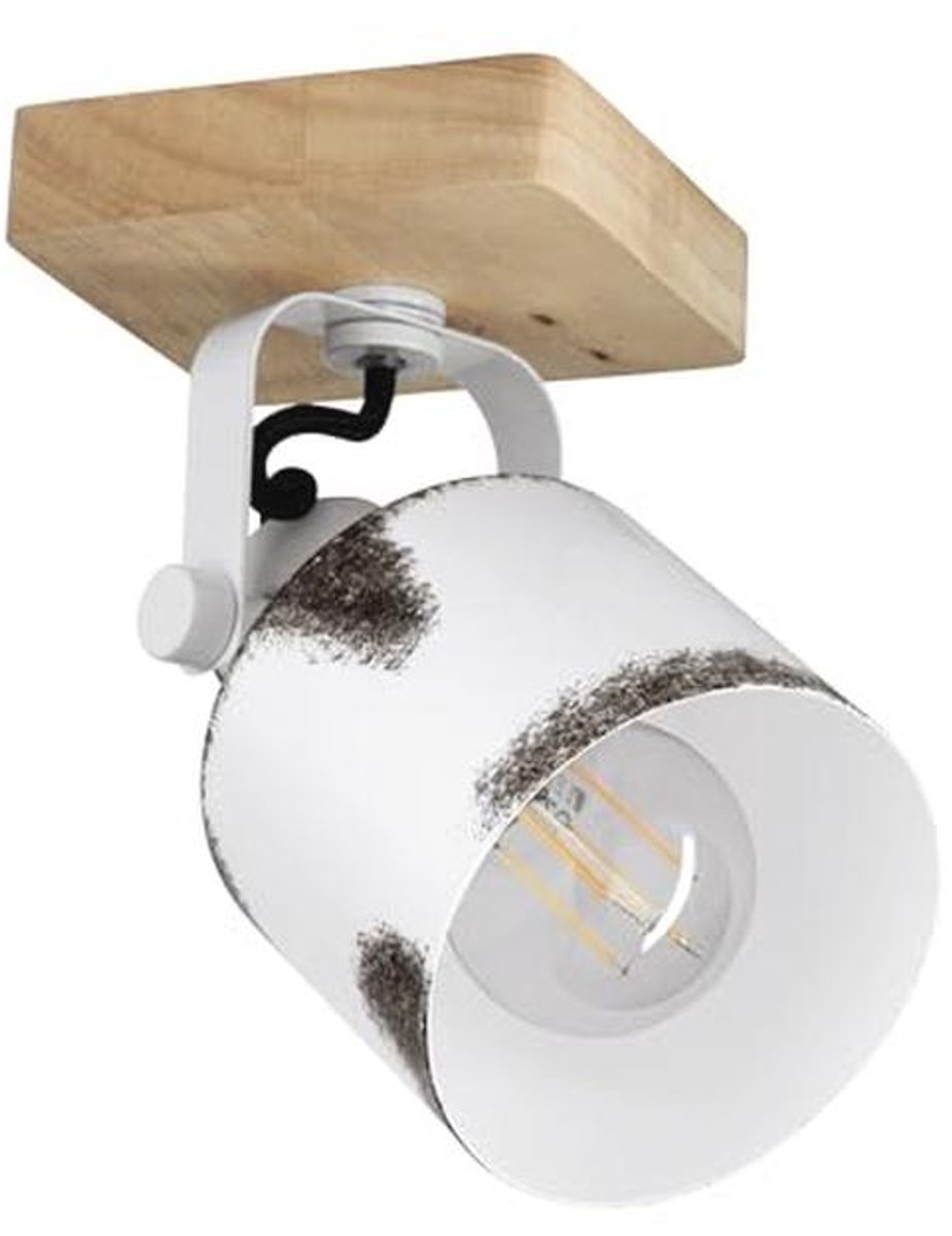 Wandlamp met Zwenkbare Spot in Hout en Metaal - Design Wandlamp voor Woonkamer en Slaapkamer